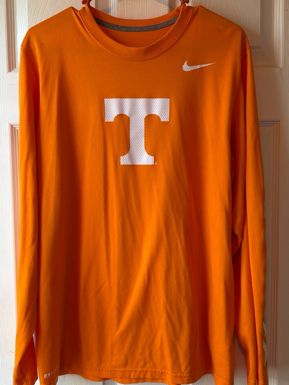 Nike Men’s Long-Sleeve Crew Performance Shirt - Orange with White Logo